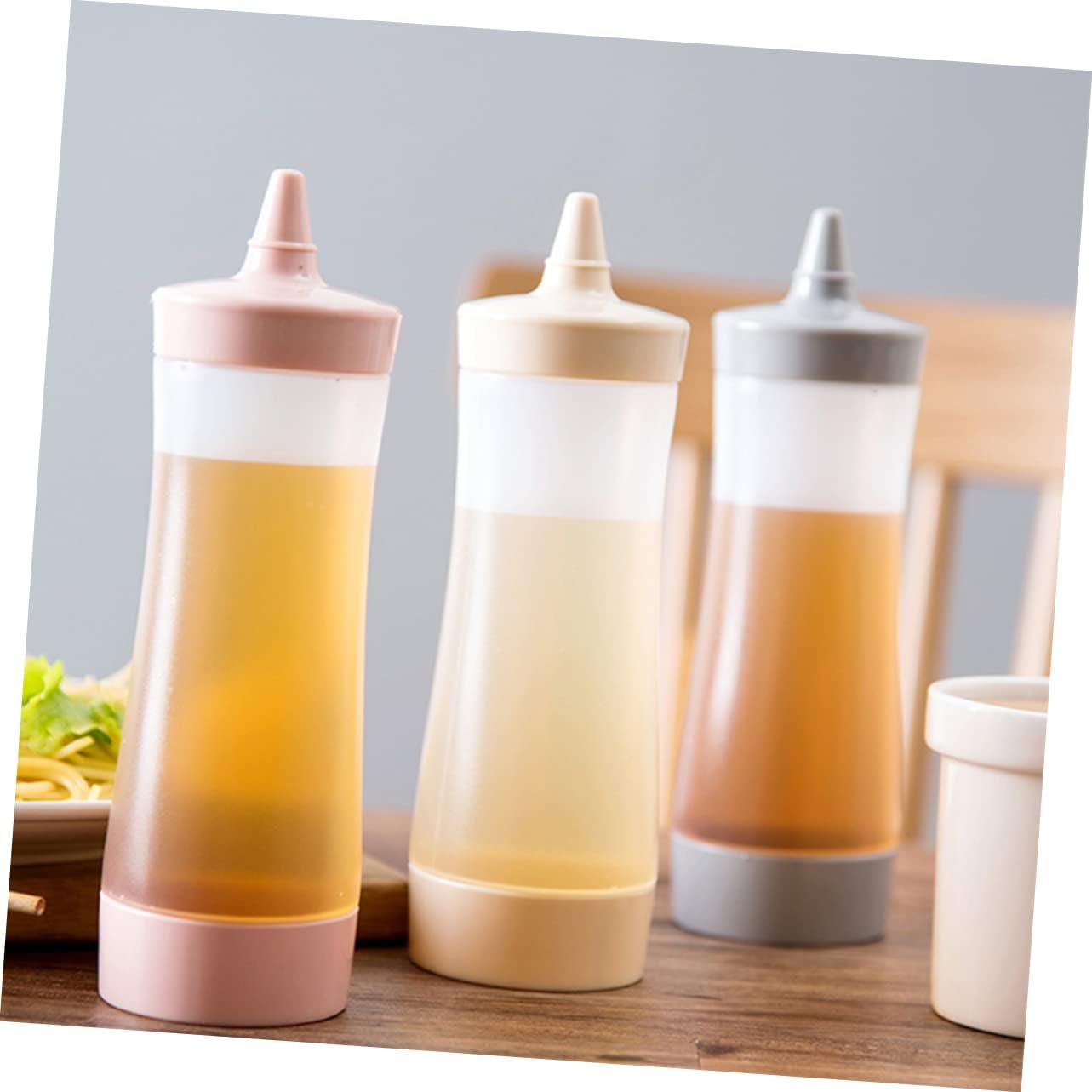 IMIKEYA 350ml Translucent Condiment Squeeze Bottle
