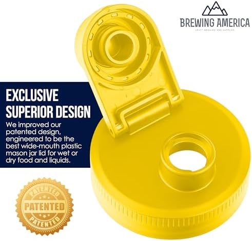 Mason Jar Lids Wide Mouth Plastic 4 Pack - Made in USA Yellow