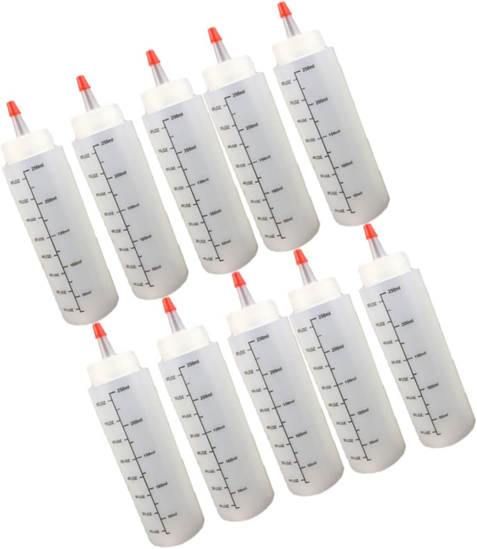 10pcs 250ML Refillable Condiment Squeeze Bottles with Cap