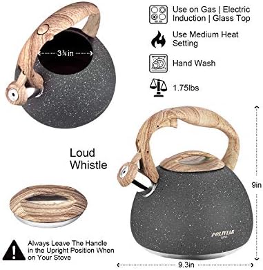 POLIVIAR Tea Kettle 27 Quart Natural Stone Finish