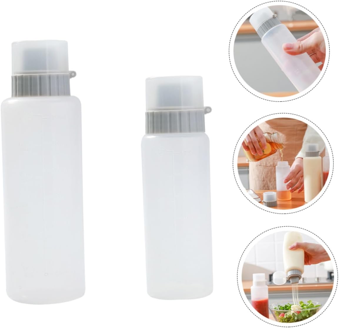 2pcs Reusable Condiment Squeeze Bottles Grey PP