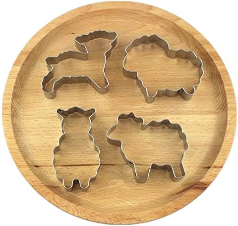 Qhonhon 4pcs Sheep Cookie Cutter Set Stainless Steel Lamb Series Baking Molds