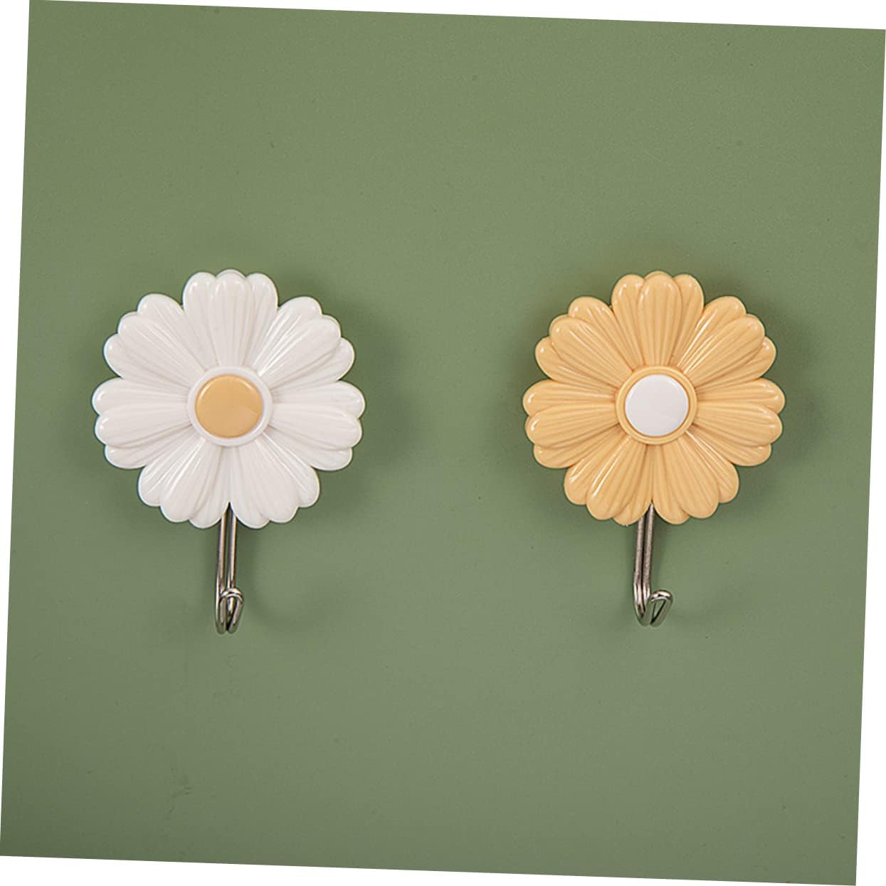 DOITOOL 4pcs Daisy Adhesive Wall Hooks
