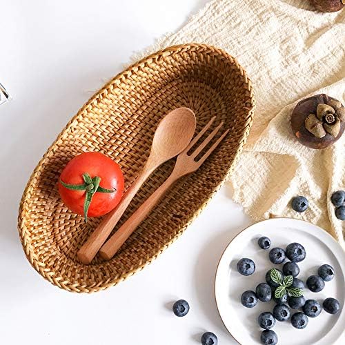 i-lan Handwoven Bread Serving Basket Set Natural Brown