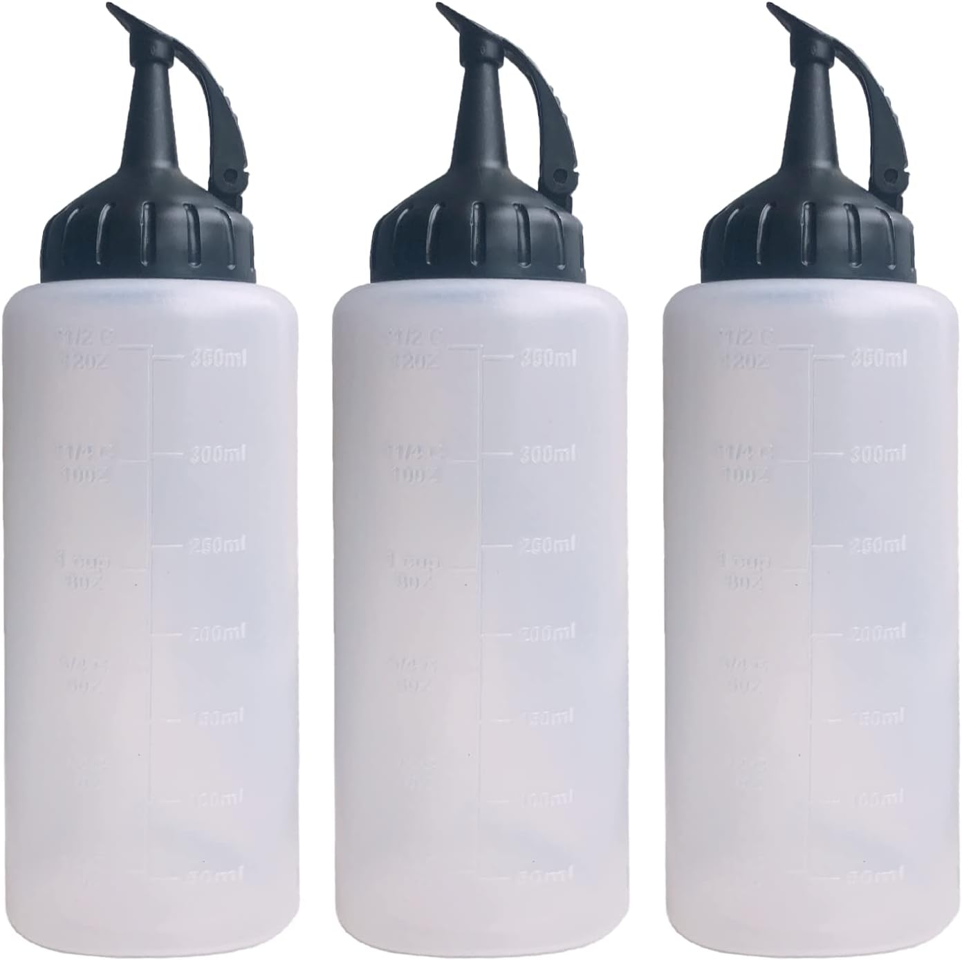 WINGSIGHT 3 Pack 12 Oz Condiment Squeeze Bottles with Twist Cap