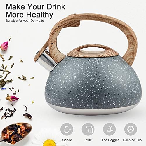 LUXGRACE S-P Whistling Tea Kettle 22 Quart Gray