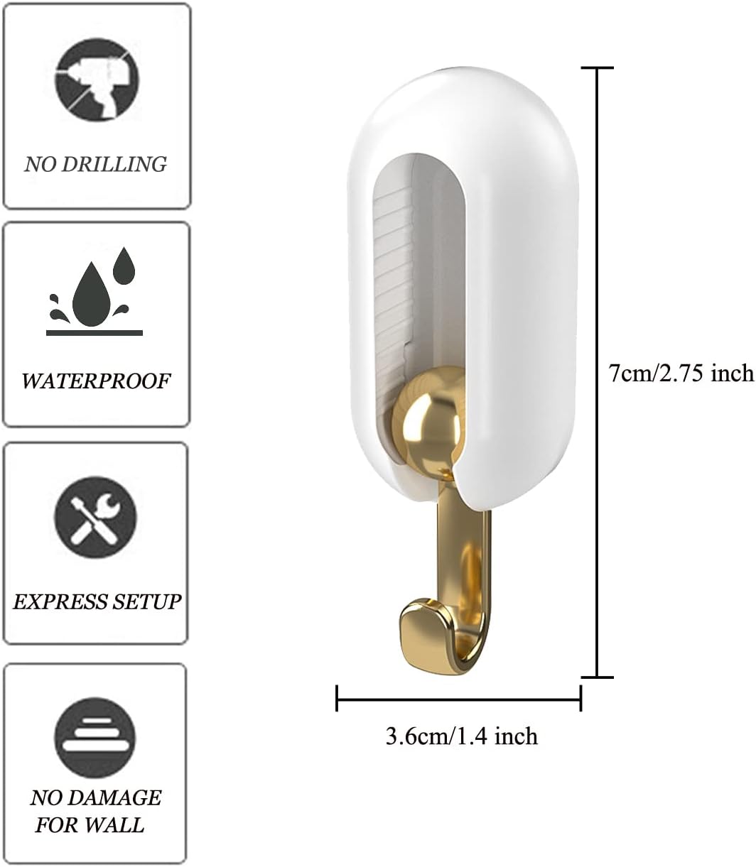 8 Pack Self Adhesive Wall Hooks for Keys Towels Purses Caps Scarves