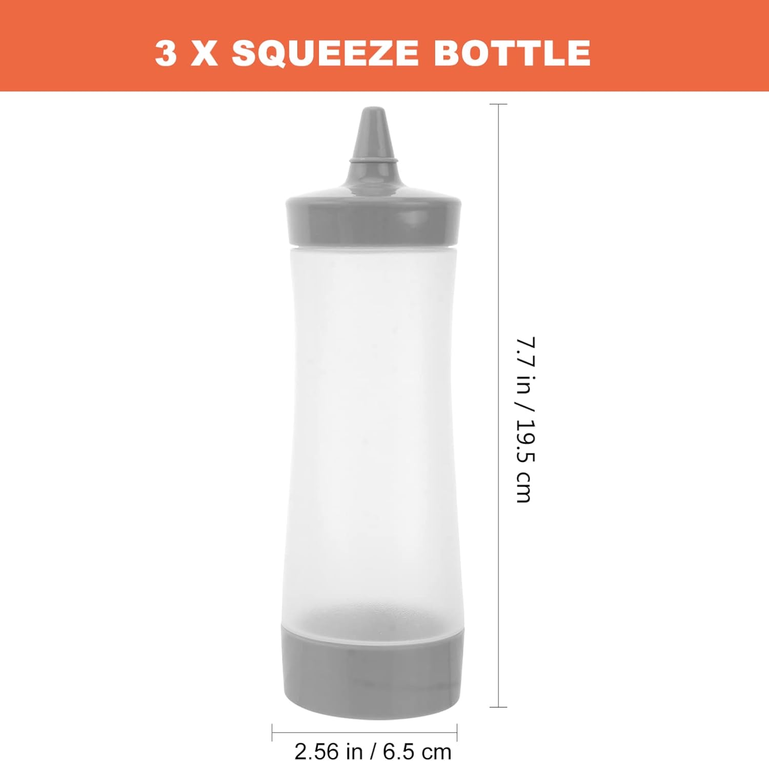DOITOOL 3Pcs Plastic Squeeze Bottles with Grey Tip Cap