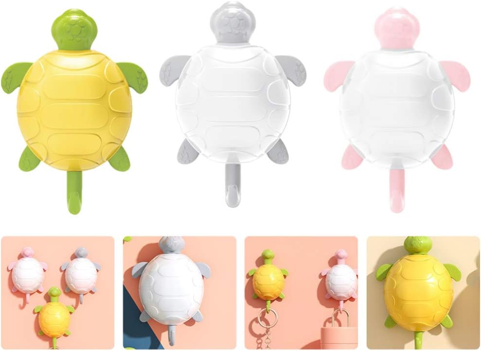 Hemoton 3pcs Cartoon Turtle Wall Hooks for Kids Clothing and Towels
