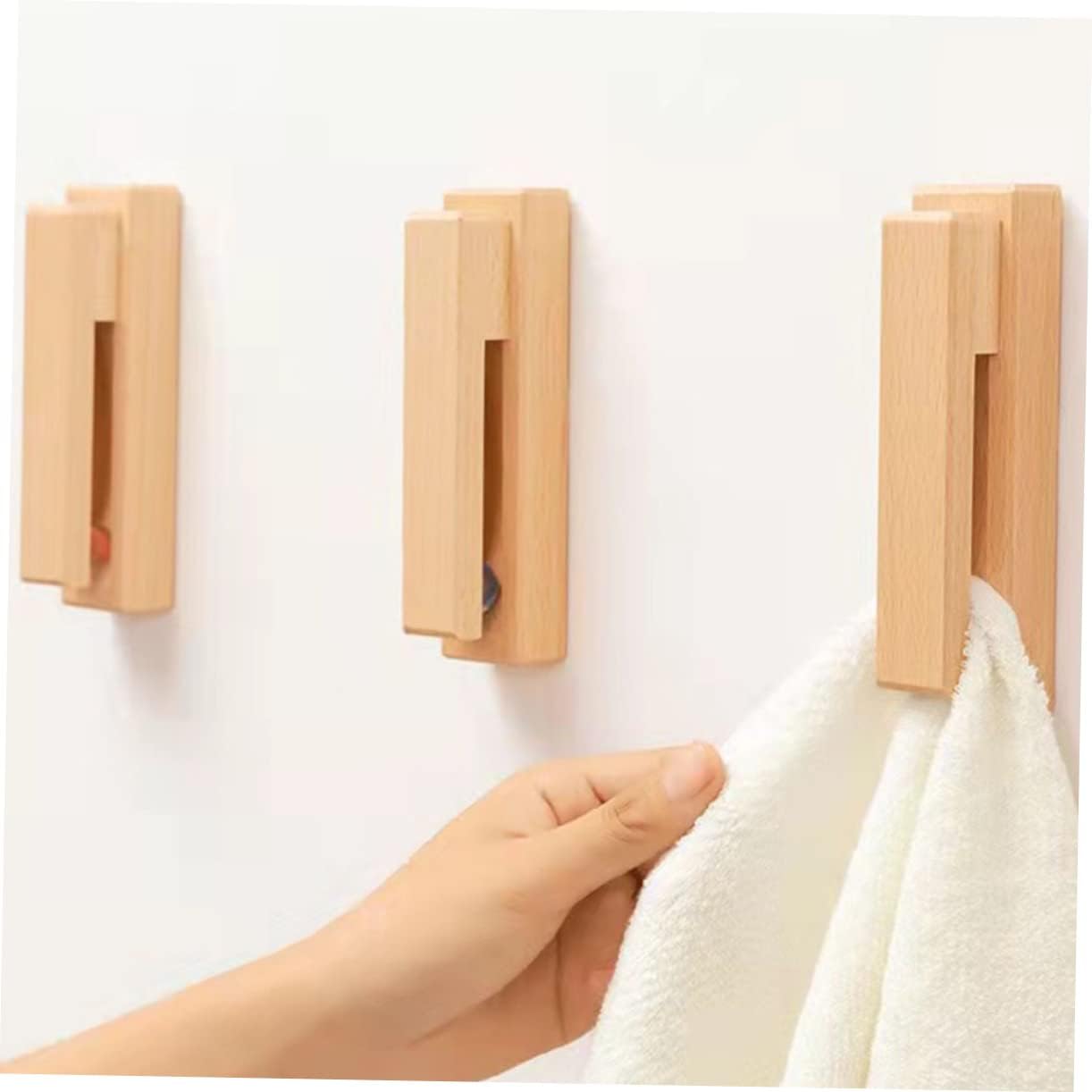KOMBIUDA Wooden Towel Rack Hook for Kitchen and Bathroom