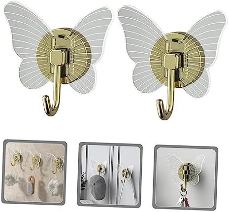 Happyyami 2pcs Butterfly Wall Hooks for Bathroom and Key Holders 1