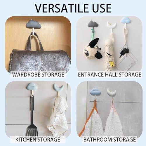 Tizee 6Pcs Moon Cloud Wall Hooks Key Holder