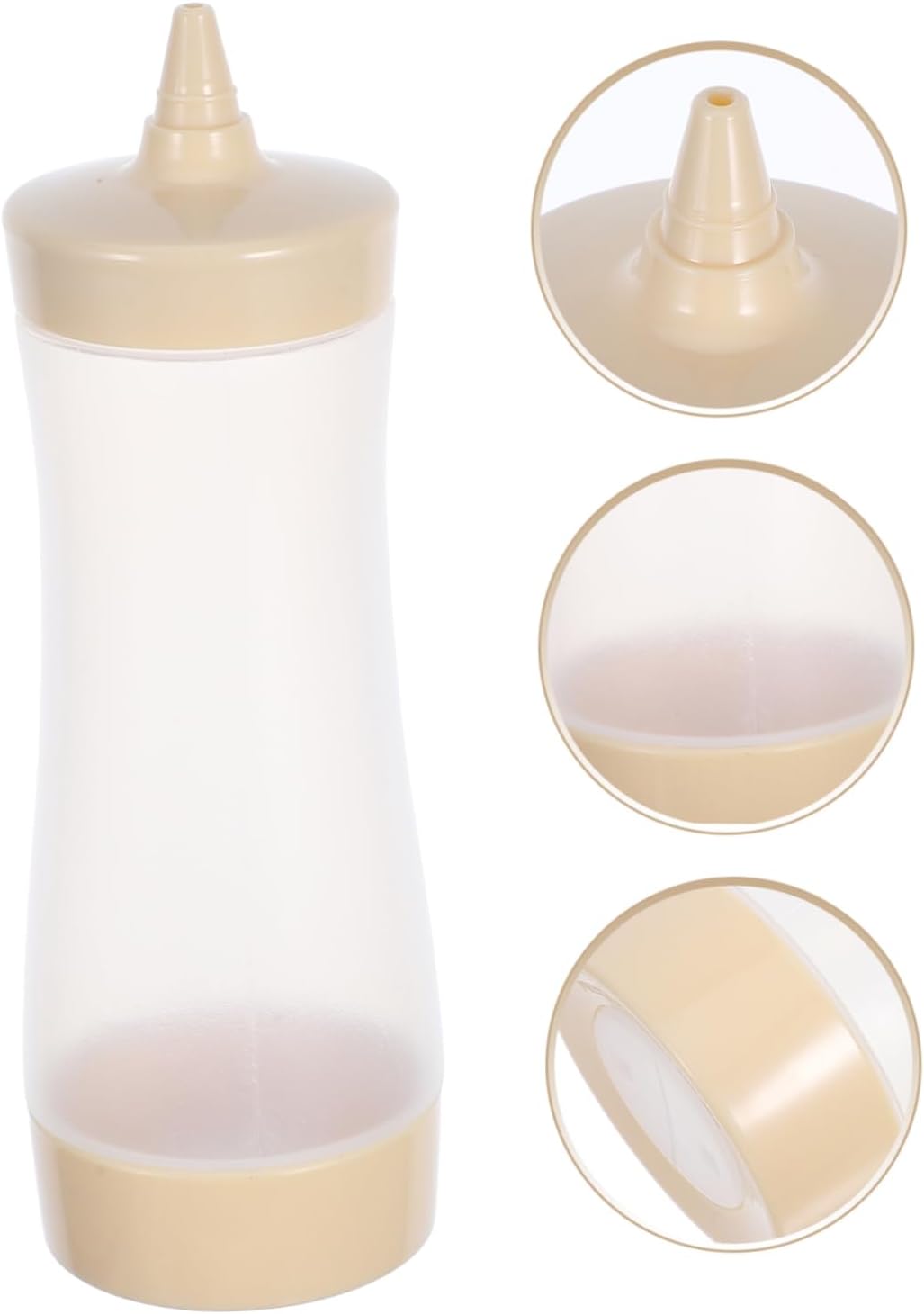 HOLIDYOYO 6-Piece Beige Condiment Squeeze Bottles with Lids