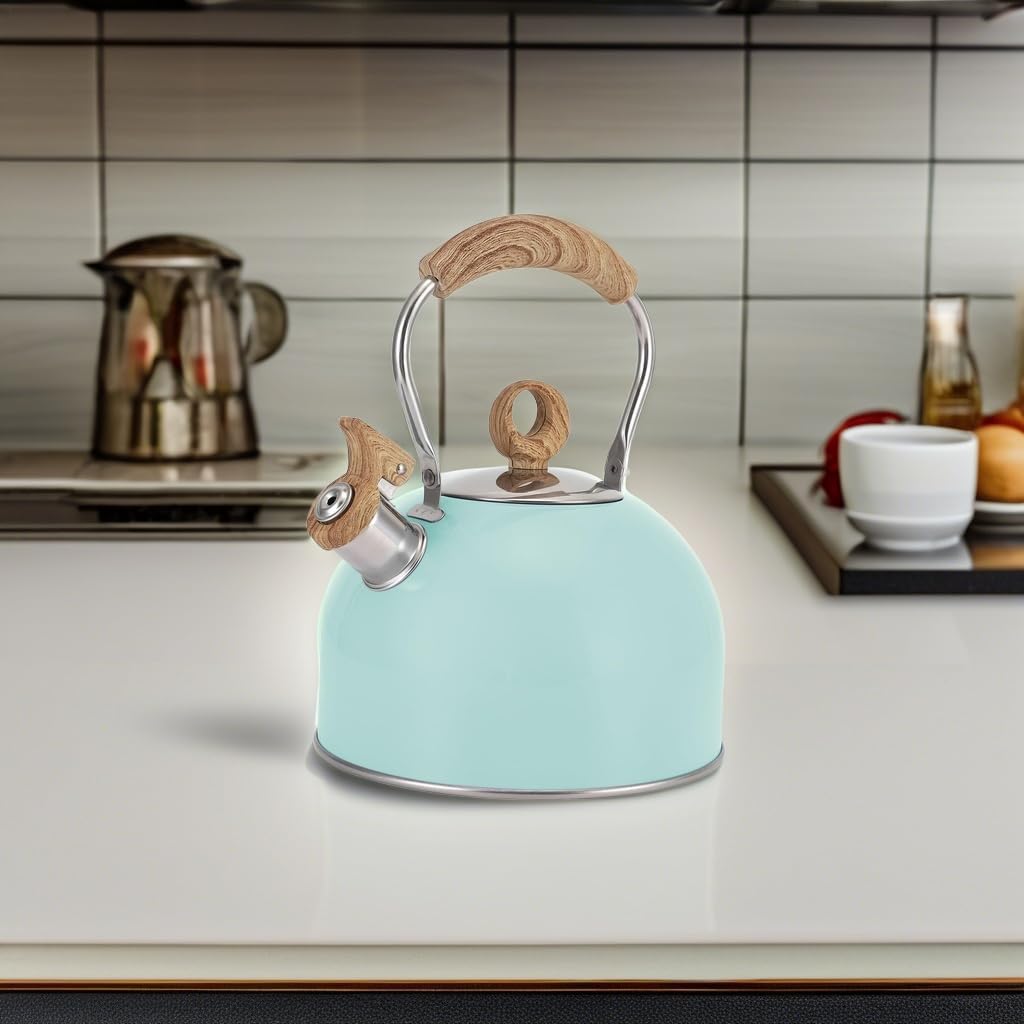 Vegoran 85 OZ Whistling Tea Kettle with Wood Handle 1