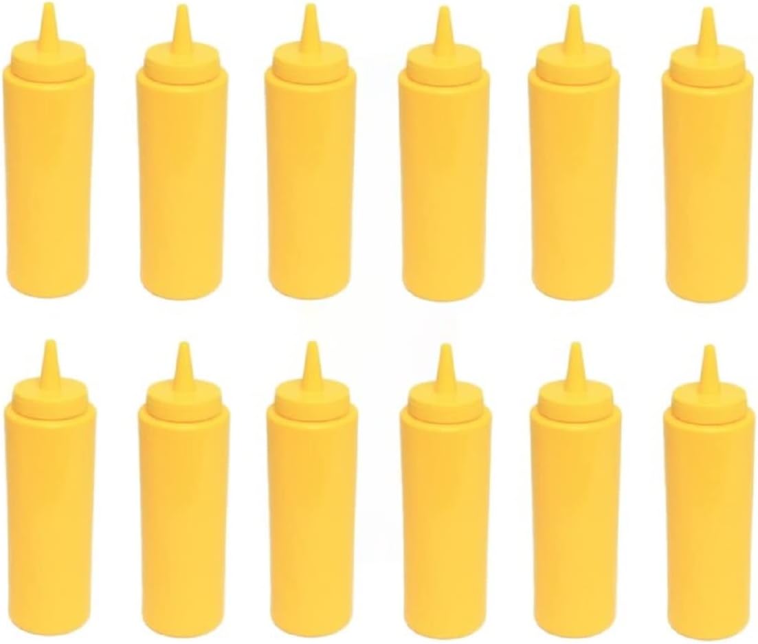 TrueCraftware 12-Pack Squeeze Condiment Bottles 8 oz Yellow