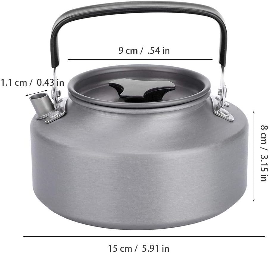 Fdit 11L Aluminum Teapot for Camping Hiking Kitchen Black Handle