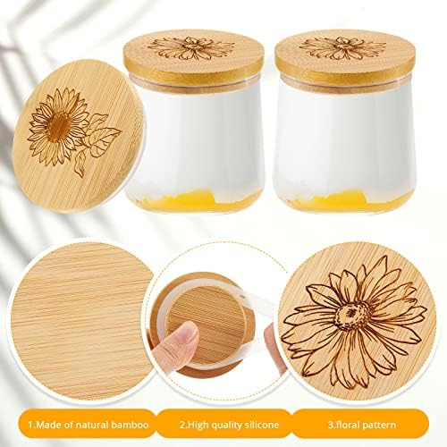 Gueevin 18-Piece Bamboo Yogurt Jar Lids with Silicone Seals