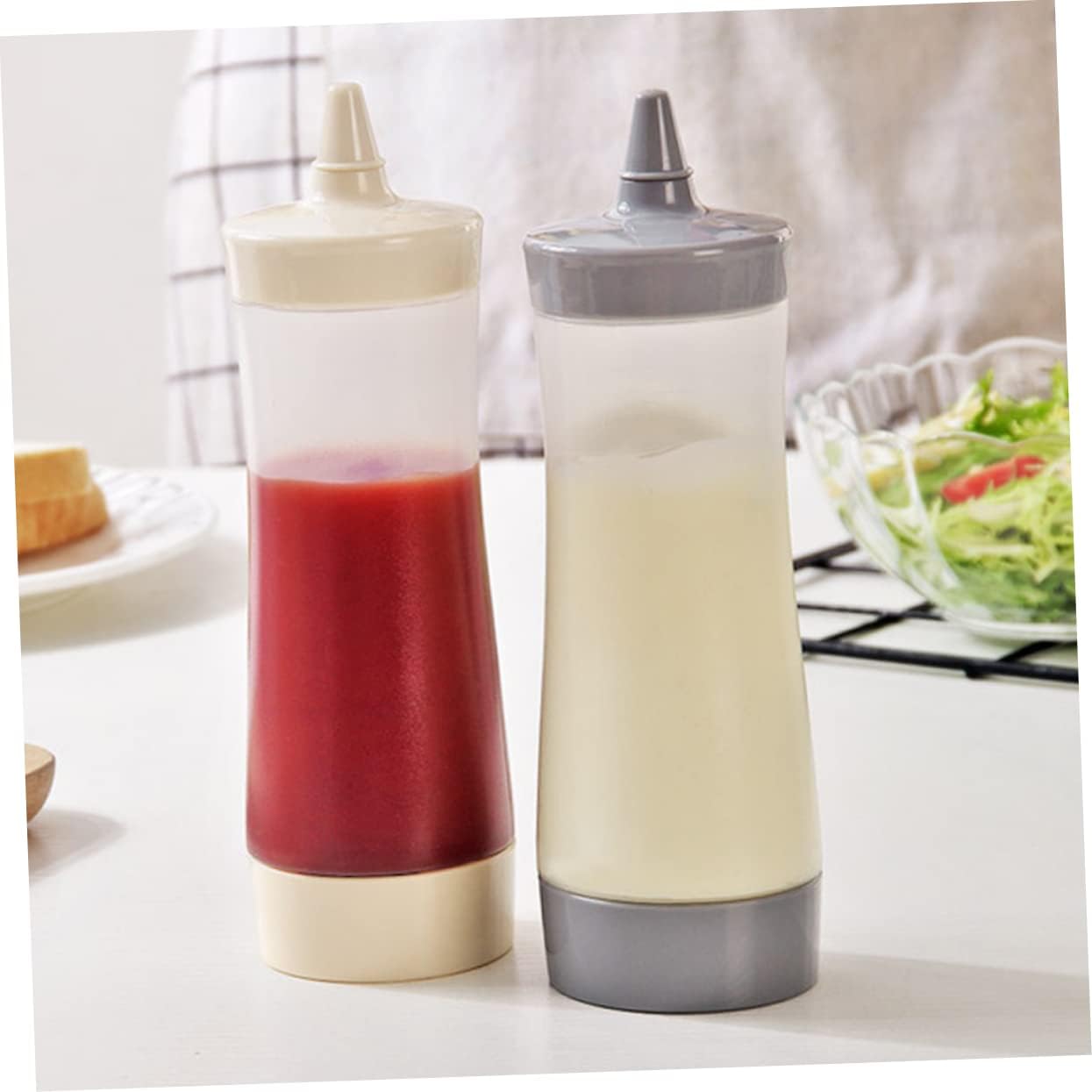 HOLIDYOYO 350ml Reusable Squeeze Bottle for Salad Dressing and Condiments