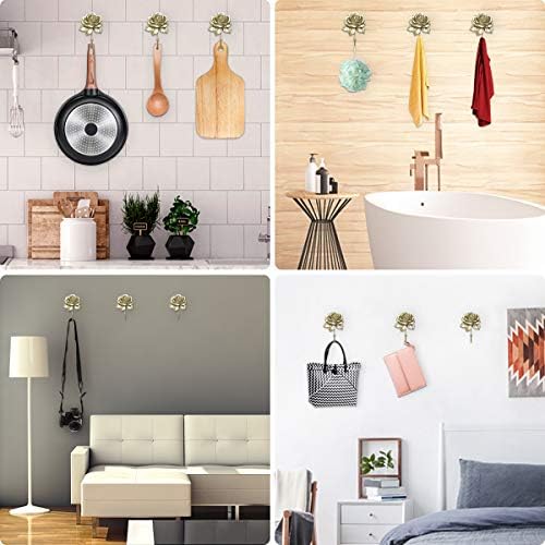 Evoio 3 Pack Rose Wall Hooks for Bathroom Kitchen Entryway