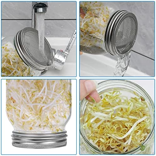 Lulonpon 2pcs Sprouts Growing Jar Kit 86mm 1000ml