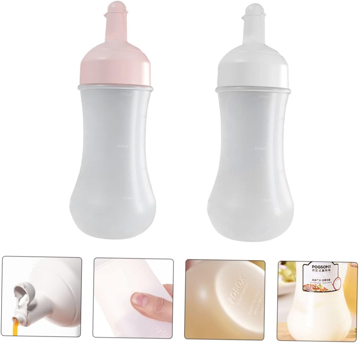 BESTOYARD 2Pcs 350ml Squeeze Bottles for Ketchup Jam and Salad Dressing