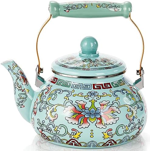 Pumtus 26 Quart Enamel Tea Kettle with Ceramic Handle