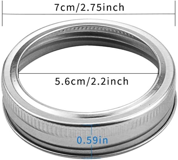 Tecmisse 40-Piece Mason Jar Bands 70mm Silver Leak Proof Replacement Lids