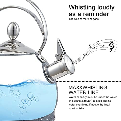 LUXGRACE 25 Qt Whistling Tea Kettle with Aluminum Base