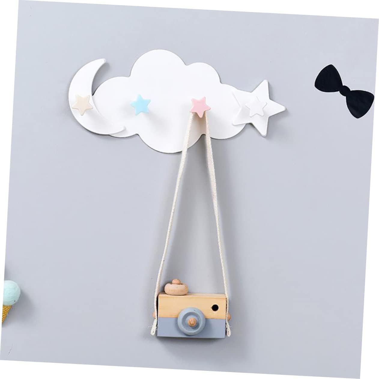 Ciieeo 2pcs Cloud Moon Adhesive Hooks for Keys Bags Hats