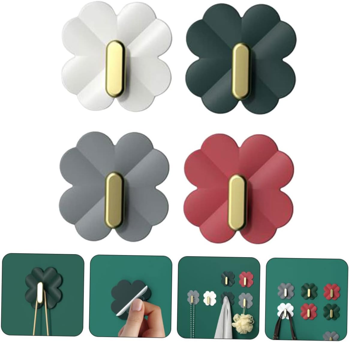 PRETYZOOM 4Pcs Cartoon Adhesive Wall Hooks