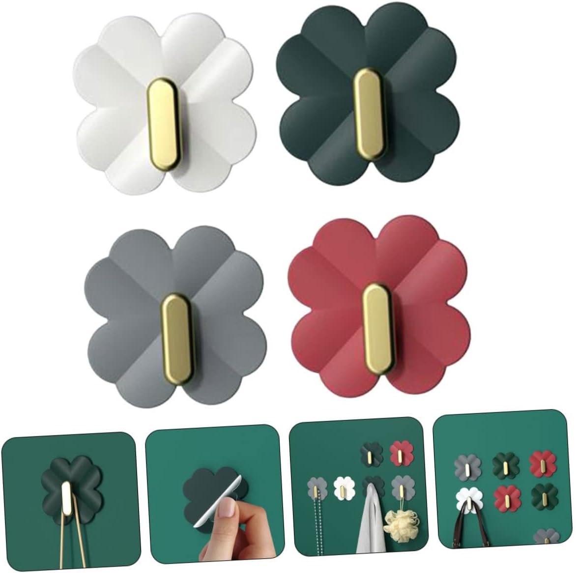 Vaguelly 4Pcs Cartoon Adhesive Wall Hooks for Keys and Towels