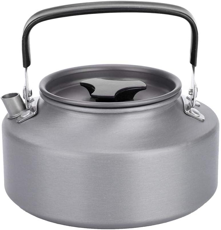 Fdit 11L Aluminum Teapot for Camping Hiking Kitchen Black Handle