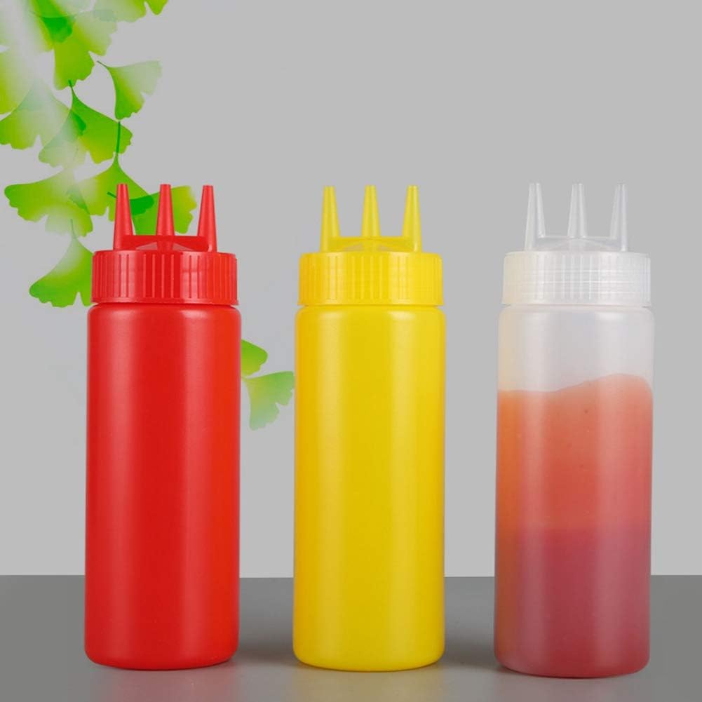 Vikye 3pcs 3 Hole Squeeze Condiment Bottles with Lid