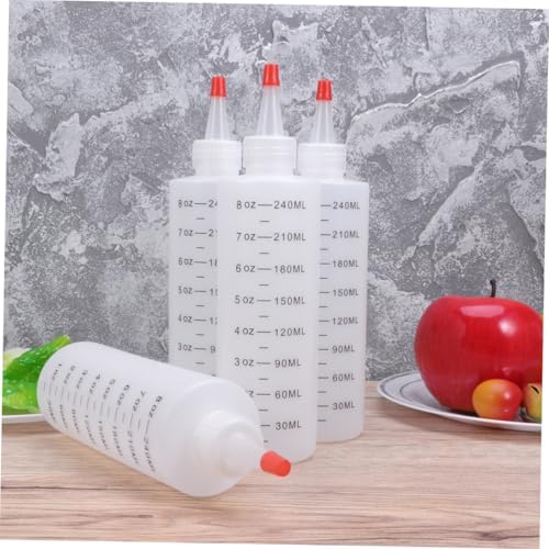 4 Pack Plastic Condiment Squeeze Bottles with Red Lids 1