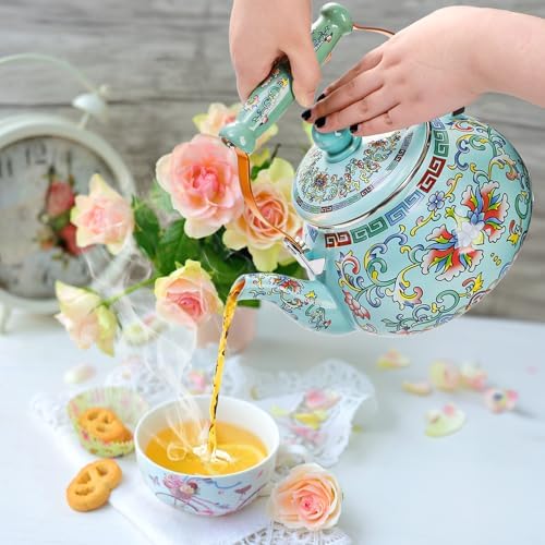 Pumtus 26 Quart Enamel Tea Kettle with Ceramic Handle