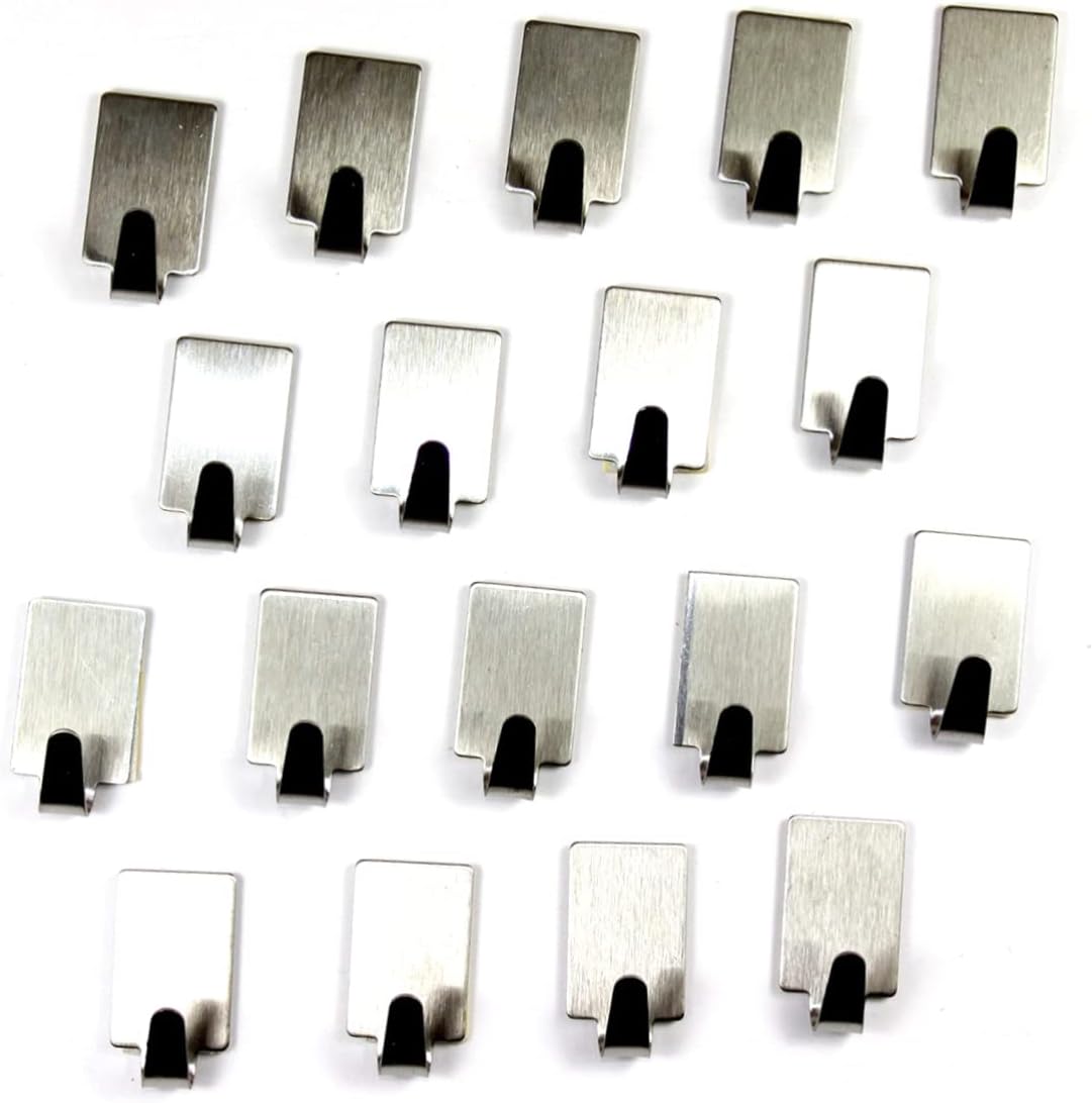 PRETYZOOM 36pcs Adhesive Stainless Steel Hooks for Wall Towel Rack No Drilling