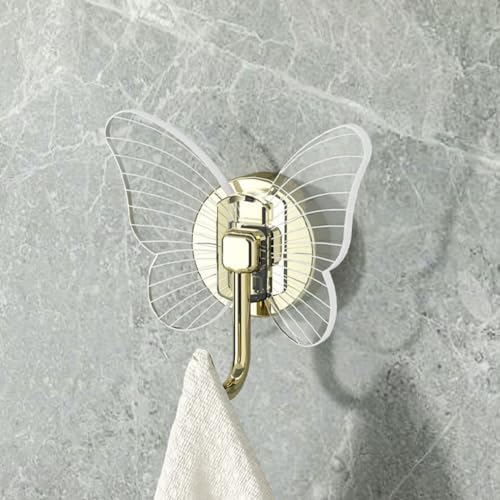 PRETYZOOM 2Pcs Self-Adhesive Butterfly Wall Hooks for Keys and Towels