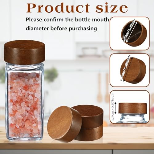FillTouch 28 Pcs Wood Jar Lids for Spices