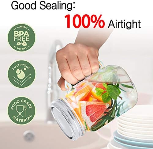 48Pcs Wide Mouth Canning Lids with Silicone Seals