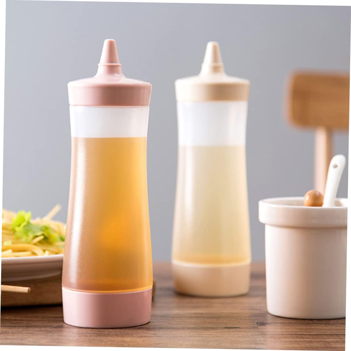 CIYODO 2 Pcs Reusable Condiment Squeeze Bottles Pink