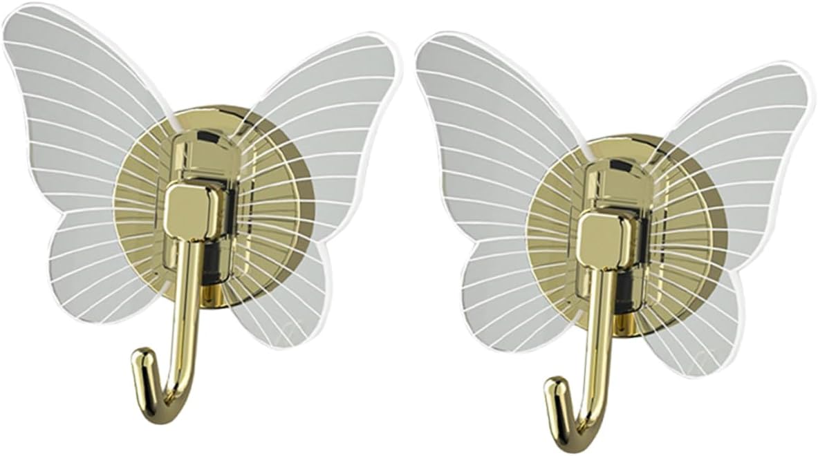 Happyyami 2pcs Butterfly Wall Hooks for Bathroom and Key Holders 1