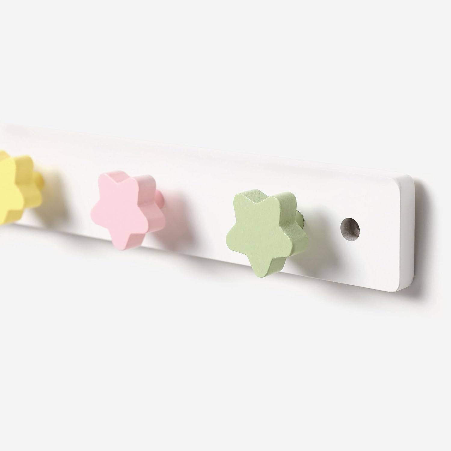 WonderBee Kids Coat Rack with 4 Star Hooks - White