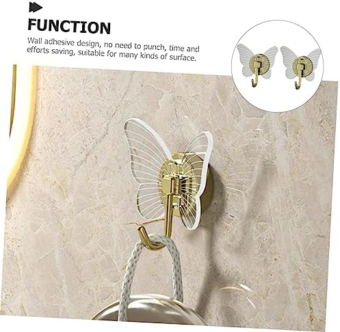Happyyami 2pcs Butterfly Wall Hooks for Bathroom and Key Holders 1