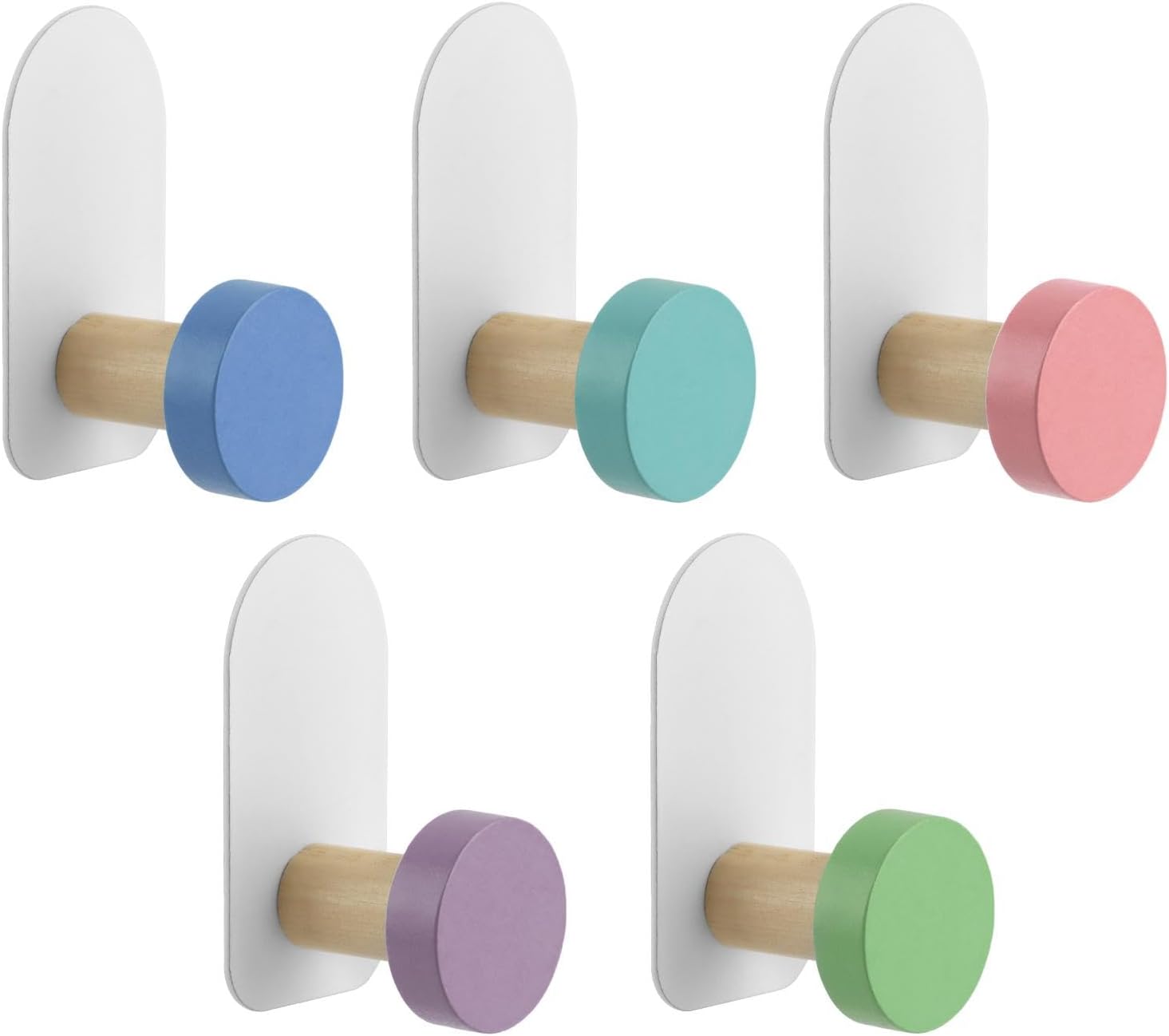 5pcs Self-Adhesive Kids Coat Hooks with Cartoon Animal Design