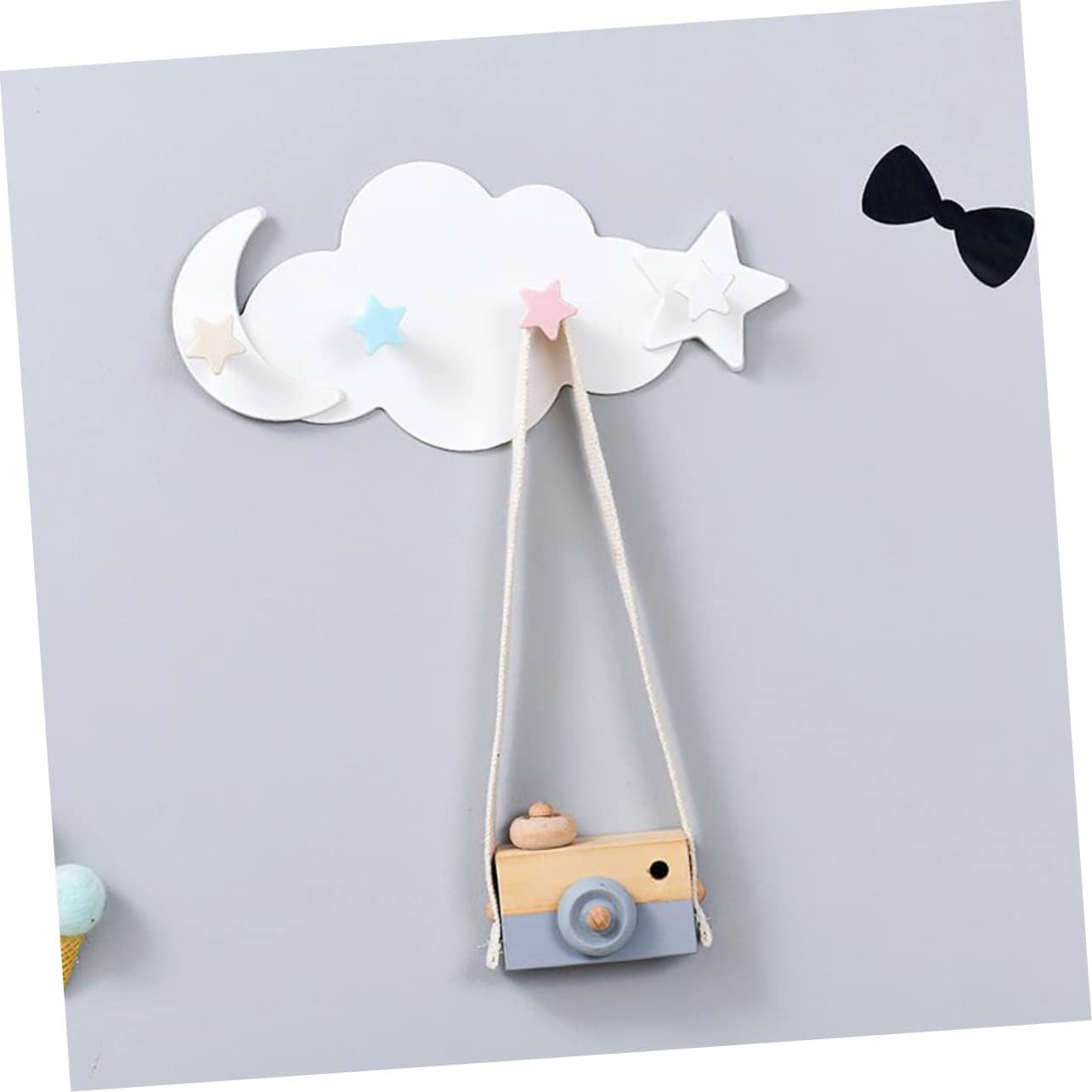 Healifty 2pcs Star Moon Wall Hooks Adhesive