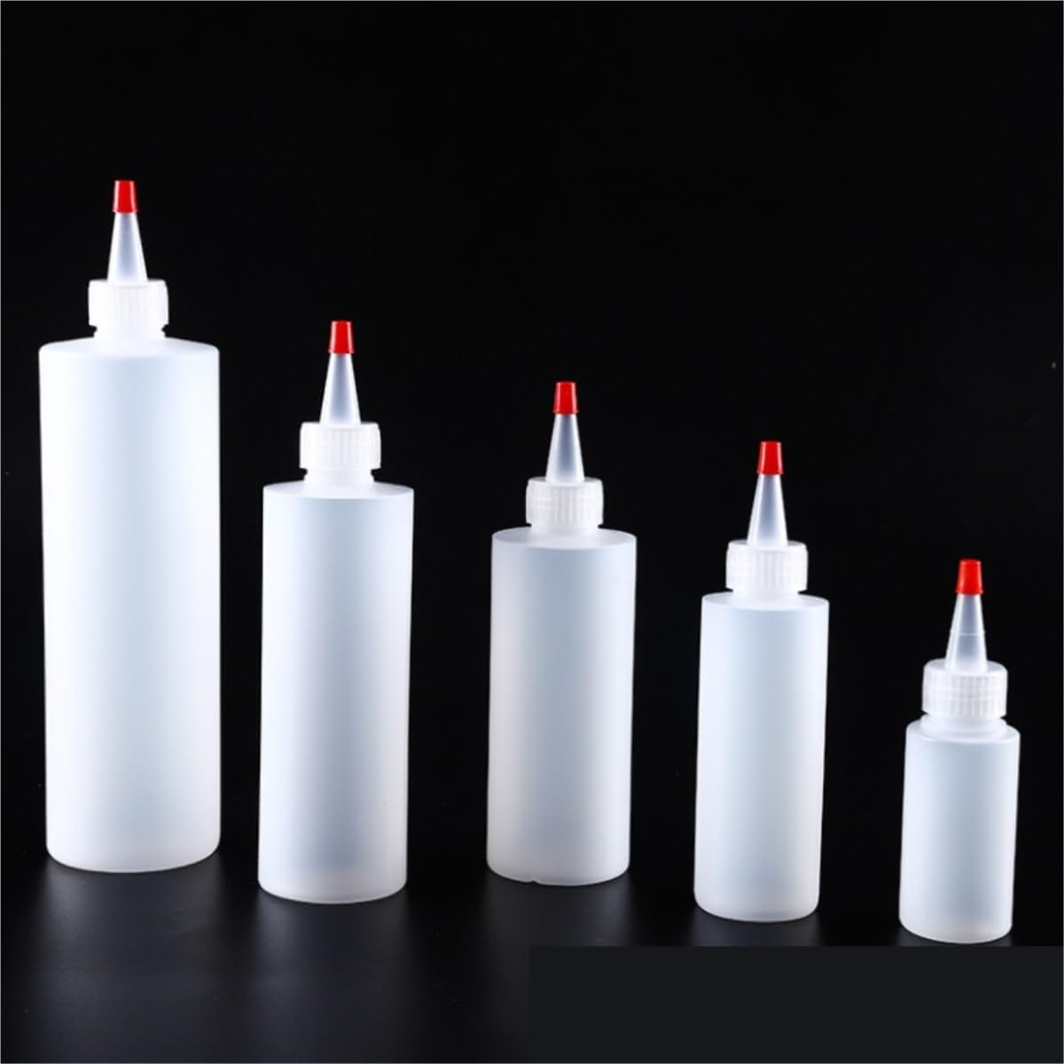 KLEYE 5-Piece Squeeze Bottles with Red Top Cap