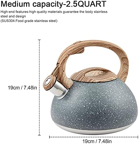 LUXGRACE S-P Whistling Tea Kettle 22 Quart Gray