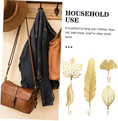 Healeved 5pcs Leaf Hook Wall Mounted Towel Holder