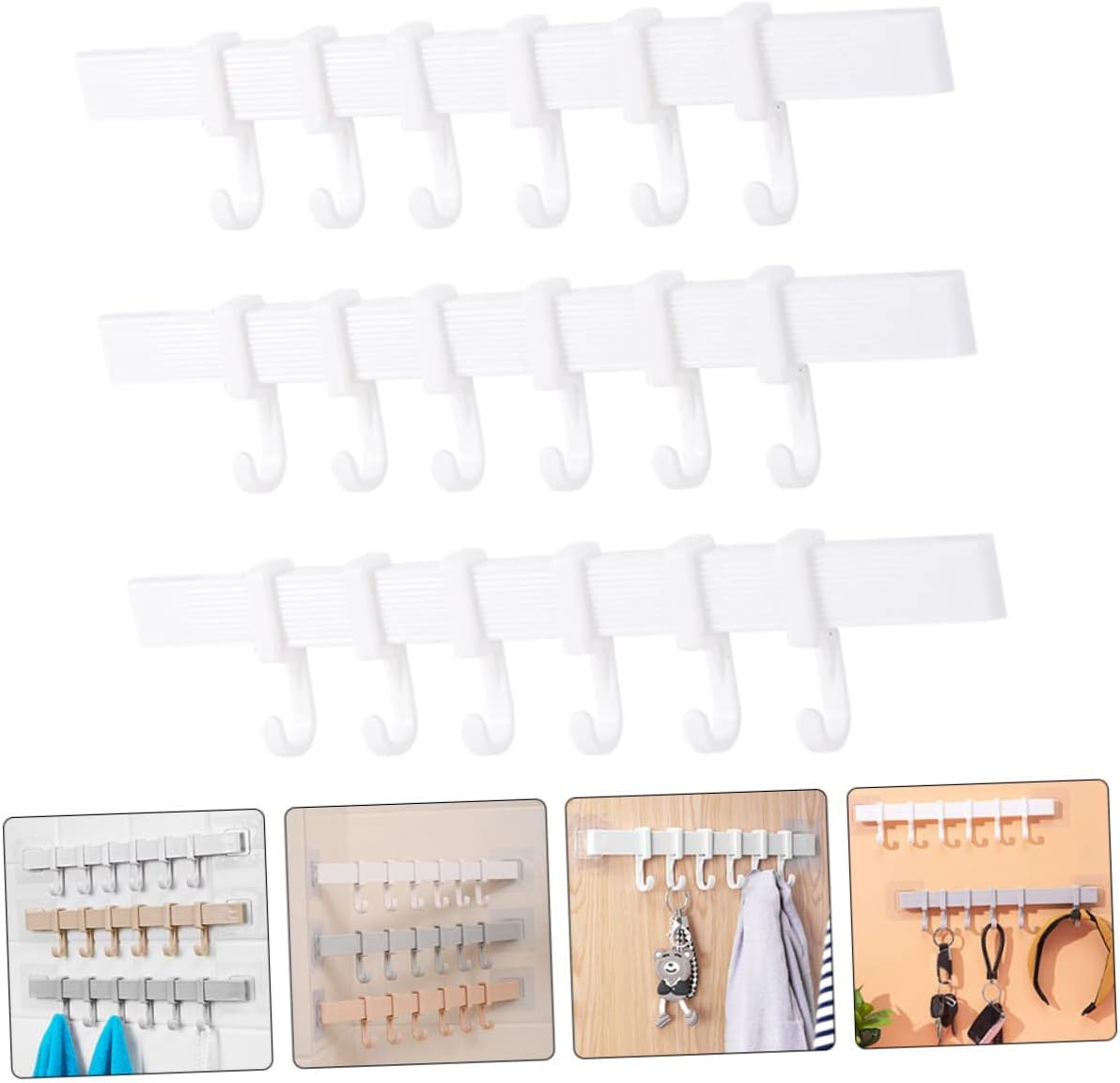 STOBOK 3Pcs Sticky Hook Rack for Bathroom and Kitchen