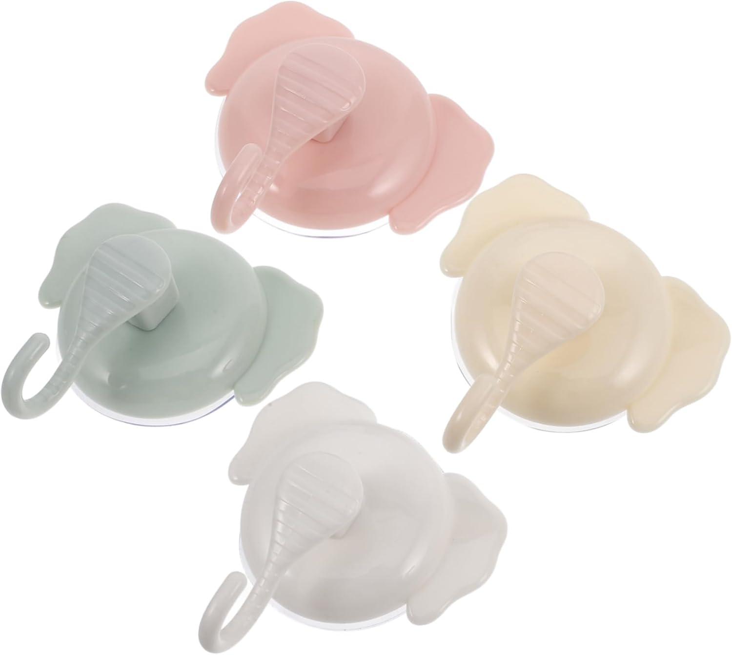 PRETYZOOM 4pcs Cartoon Elephant Suction Cup Hooks No Drill Removable 1